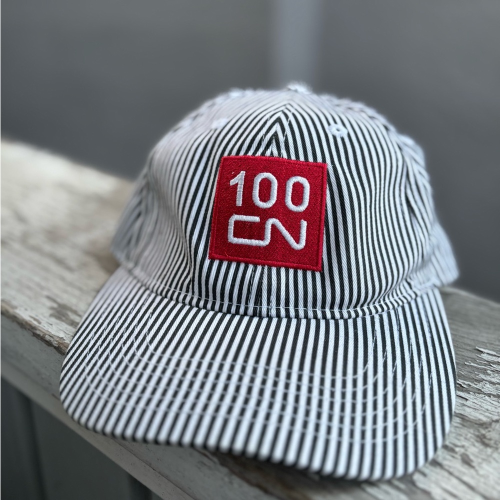 CN 100 striped Kids Cap - Black and White. Train hat